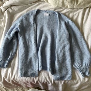 blue cardigan